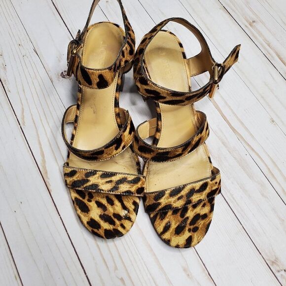 J CREW sandals three strap calf hair‎ block heel 10.5 - Picture 3 of 10